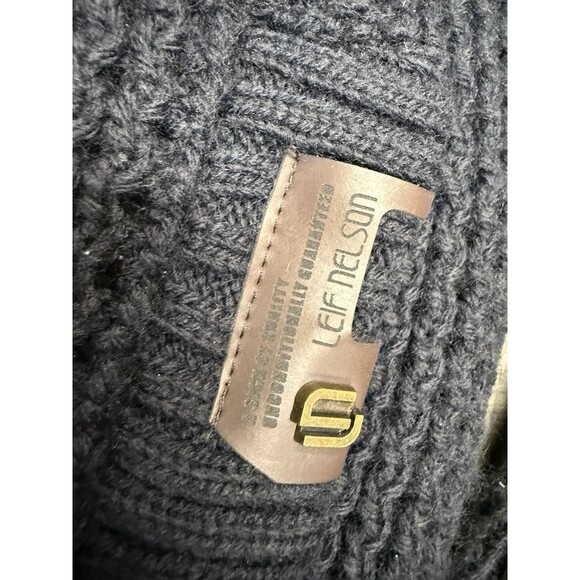 LEIF NELSON KNITTED JACKET TURTLENECK CARDIGAN Large Toggle Blue Runs Small - Picture 4 of 10